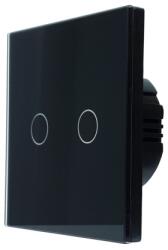 SmartWise T62 UNI Zigbee 3.0 + RF, univerzális bekötésű, 2 áramkörös okos érintõkapcsoló, fekete üveg elõlappal (SMW-BUN-T62-ZBRF-B)