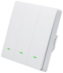 SmartWise B63 UNI Wi-Fi + eWeLink-Remote, univerzális bekötésű, 3 áramkörös, fizikai nyomógombos okos villanykapcsoló, fehér (SMW-BUN-B63-WIFIBT-W)