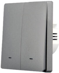 SmartWise B62 UNI Wi-Fi + eWeLink-Remote, univerzális bekötésű, 2 áramkörös, fizikai nyomógombos okos villanykapcsoló, szürke (SMW-BUN-B62-WIFIBT-GY)