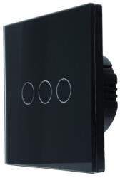 SmartWise T63 UNI Zigbee 3.0 + RF, univerzális bekötésű, 3 áramkörös, okos érintõkapcsoló, fekete üveg elõlappal (SMW-BUN-T63-ZBRF-B)