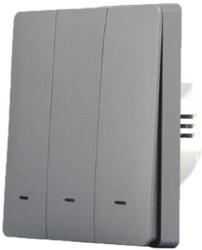 SmartWise B63 UNI Zigbee 3.0 + RF, univerzális bekötésű, 3 áramkörös, fizikai nyomógombos okos villanykapcsoló, szürke (SMW-BUN-B63-ZBRF-GY)