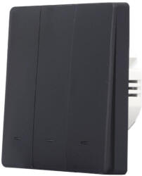 SmartWise B63 UNI Zigbee 3.0 + RF, univerzális bekötésű, 3 áramkörös, fizikai nyomógombos okos villanykapcsoló, fekete (SMW-BUN-B63-ZBRF-B)
