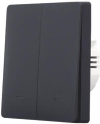 SmartWise B62 UNI Wi-Fi + eWeLink-Remote, univerzális bekötésű, 2 áramkörös, fizikai nyomógombos okos villanykapcsoló, fekete (SMW-BUN-B62-WIFIBT-B)