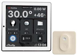Shelly Wall Display Wi-Fi+Bluetooth villanykapcsoló és színes érintõképernyõs vezérlõpanel (fehér) + Shely BLU H&T hõmérséklet és pára érzékelõ (ALL-KAP-WDW-BLUHTIV) - smart-otthon