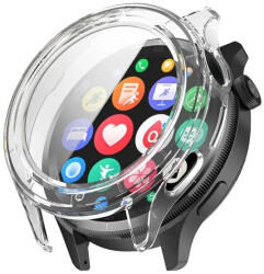 Xiaomi Watch S4, Műanyag védőkeret, kijelzővédő üveggel, közepesen ütésálló, szíj nélkül, átlátszó