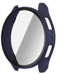 Samsung Galaxy Watch 7 (44 mm) SM-L310 / L315, Műanyag védőkeret, kijelzővédő üveggel, közepesen ütésálló, szíj nélkül, sötétkék