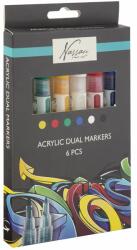  Set 6 markere cu capat dublu si vopsea acrilica Nassau Fine Art (JK125531)