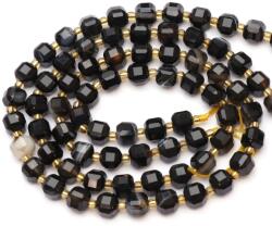  Agata Sardonix Negru Cub Fatetat 6x6 mm - Cristalul Armoniei si Echilibrului Energetic - Margele pentru Bijuterii