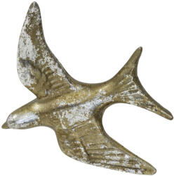 ART-POL Koptatott fém fecske faldekoráció patinás óarany 11x10x2cm (121985)