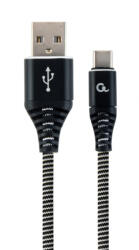 Gembird USB / USB-C töltőkábel 2m fekete-fehér fonott Gembird (CC-USB2B-AMCM-2M-BW)