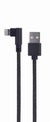 Gembird USB / Lightning adat és töltőkábel 0.2m fekete derékszögű Gembird (CC-USB2-AMLML-0.2M)