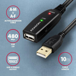 AXAGON USB jelismétlő kábel aktiv 10m AXAGON (ADR-210)