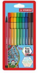 STABILO Rostirón készlet, 1 mm, STABILO "Pen 68", 10 különböző szín (TST6810PL) - papiruniverzum