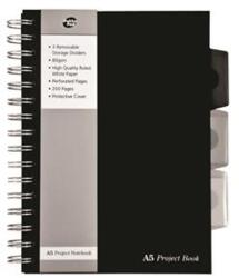 Pukka Pad Spirálfüzet, A5, vonalas, 125 lap, PUKKA PAD "Black project book", fekete (PUPBA5V) - papiruniverzum