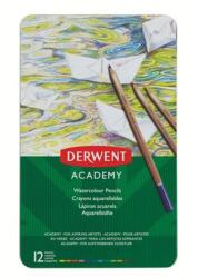 Derwent Akvarell ceruza készlet, fém doboz, DERWENT "Academy", 12 különböző szín (E2301941) - papiruniverzum