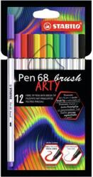 STABILO Ecsetirón készlet, STABILO "Pen 68 brush ARTY", 12 különböző szín (TST56812) - papiruniverzum