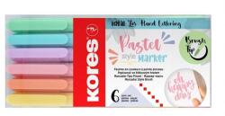 Kores Ecsetirón készlet, KORES "Pastel Style", 6 pasztell szín (IK21462) - papiruniverzum