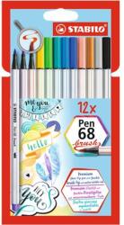 STABILO Ecsetirón készlet, STABILO "Pen 68 brush", 12 különböző szín (TST5681221) - papiruniverzum