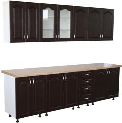 Spectral Mobila Bucatarie Zebra 260 cm din MDF Wenge cu blat termoizolant artar