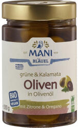 Mani Masline verzi si Kalamata in ulei cu lamaie si oregano, 280 g