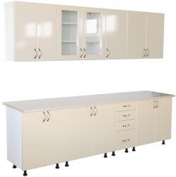 Spectral Mobila Bucatarie Zebra 260 cm din MDF Vanilie cu blat termoizolant culoare Marmura