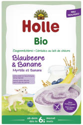 Holle Terci bio cu lapte de capra, banane si afine, fara gluten, pentru copii, +6 luni, 200 g