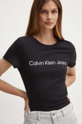Calvin Klein Jeans pamut póló női, fekete, J20J220253 - fekete XS