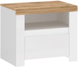 Mobikon Noptiera DTD alb lucios/stejar wotan Vilgo 60, 1x40x50, 5 cm (0000352392)