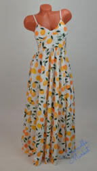  Narancs Mintás Állítható Pántos Hosszú Ruha! (3)