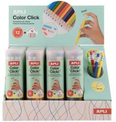 APLI Színes töltőceruza készlet, display, APLI "Color Click", 12 különböző szín, 12 készlet/display (LCA20079) - jatekotthon