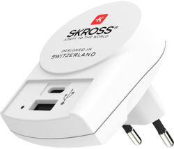 SKROSS USB töltő (USB-A - 2, 4A/USB- C - 3A) (95867-EUUSBCHARTYPE1A1C)