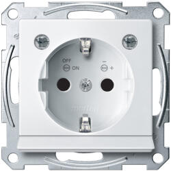Schneider Electric Schneider Merten System M 2P+F csatlakozóaljzat (GYV) biztonsági zsalus, LED világítással, rugós bekötés, 16A, polárfehér MTN2304-0319 (MTN2304-0319)