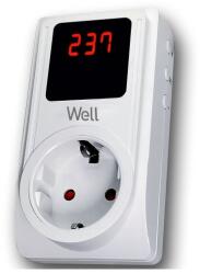 Well Stecher schuko cu protectie la joasa si inalta tensiune, ecran digital, Well (ELAD-SH-PROT/VSD01-WL)