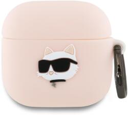 Karl Lagerfeld AirPods 4 tok, Karl Lagerfeld, szilikon Choupette Head 3D, rózsaszín, ütésvédelem (KLA4RUNCHP)