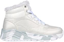 Skechers Skechers, Uno Lite műbőr cipő műszőrme szegéllyel, Szürke, Fehér, Ezüstszín, 35 EU (310485L-SLGY-35)