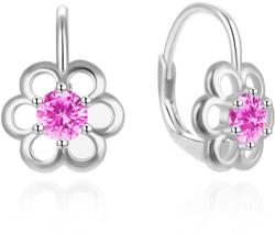 Agato Ezüst virág fülbevaló rózsaszín cirkónium kövekkel AGT-E225LP