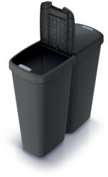 Prosperplast Hulladékgyűjtő Prosperplast COMPACTA Q DUO, 50 l újrahasznosított fekete, fekete fedéllel (NDAB50-S411*) - avplanet