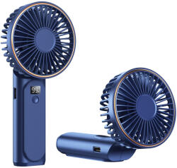 Techsuit - Prémium Mini Kézi Ventilátor (M12) - LED digitális kijelzővel, USB-C tölthető, 6 szélsebesség, 5000mAh - Kék