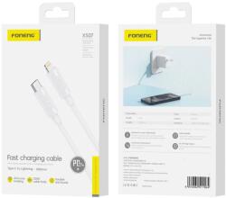 FONENG kábel XS07 USB-C - Lightning PD 27W 1.2M Fehér
