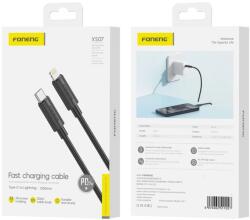 FONENG kábel XS07 USB-C - Lightning PD 27W 1.2M Fekete