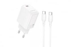 BOROFONE BN28 Fuente hálózati gyorstöltő (Type-C) PD 30W Type-C/Type-C kábellel fehér (PM037647) (PM037647)