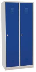 Manutan Dulap sudat pentru vestiar cu perete separator Manutan DURO PROFI, 2 compartimente, gri/albastru, inchidere rotativa M1652077
