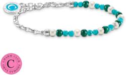 Thomas Sabo Charmista coin tenyésztett gyöngy türkiz malachit ezüst karkötő