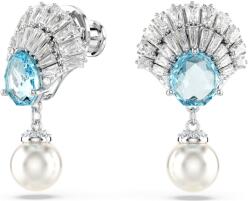 Swarovski Idyllia ezüst színű kagyló fülbevaló kék kristállyal