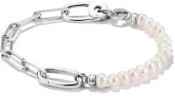 Thomas Sabo Tenyésztett gyöngy és hosszúkás szemű ezüst karkötő nyitható szemmel