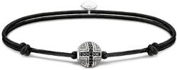 Thomas Sabo Állítható fekete textil karkötő keresztes gyönggyel