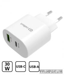 Cellect Hálózati töltő adapter PD30W/QC3.0 18W, Fehér (MTCB-PD30WNE-W)