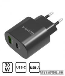 Cellect Hálózati töltő adapter PD30W/QC3.0 18W, Fekete (MTCB-PD30WNE-BK)