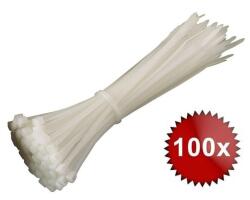 V-TAC Coliere de plastic zimtat, set 100 buc, 150x3.5mm, alb, V-Tac SKU-11165 (SKU-11165)