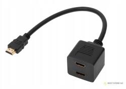 Cabletech Hdmi adapter dugó-2 x aljzat 30cm kábelen (ZLA0791)